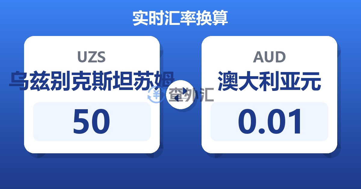 50乌兹别克斯坦苏姆兑澳大利亚元