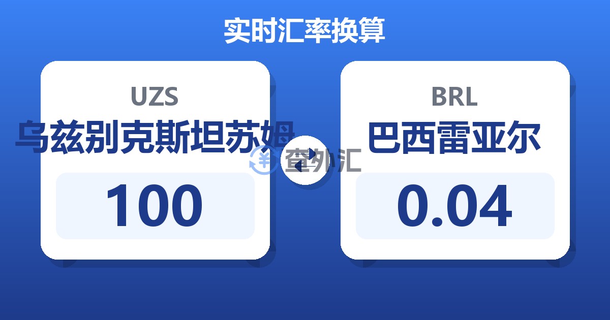 100乌兹别克斯坦苏姆兑巴西雷亚尔