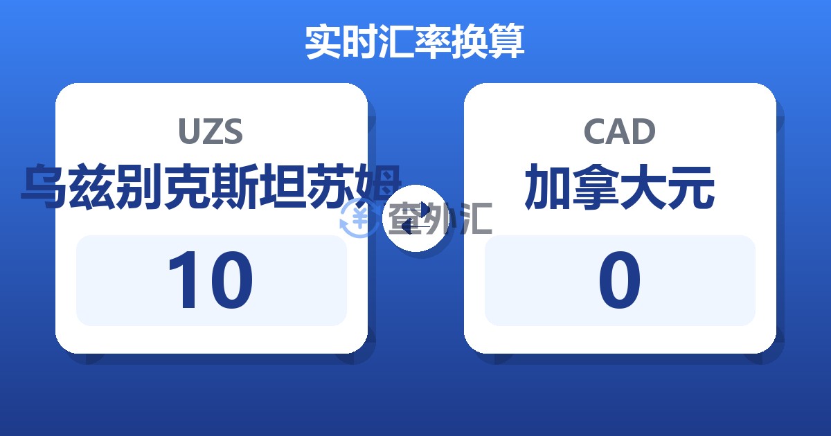 10乌兹别克斯坦苏姆兑加拿大元