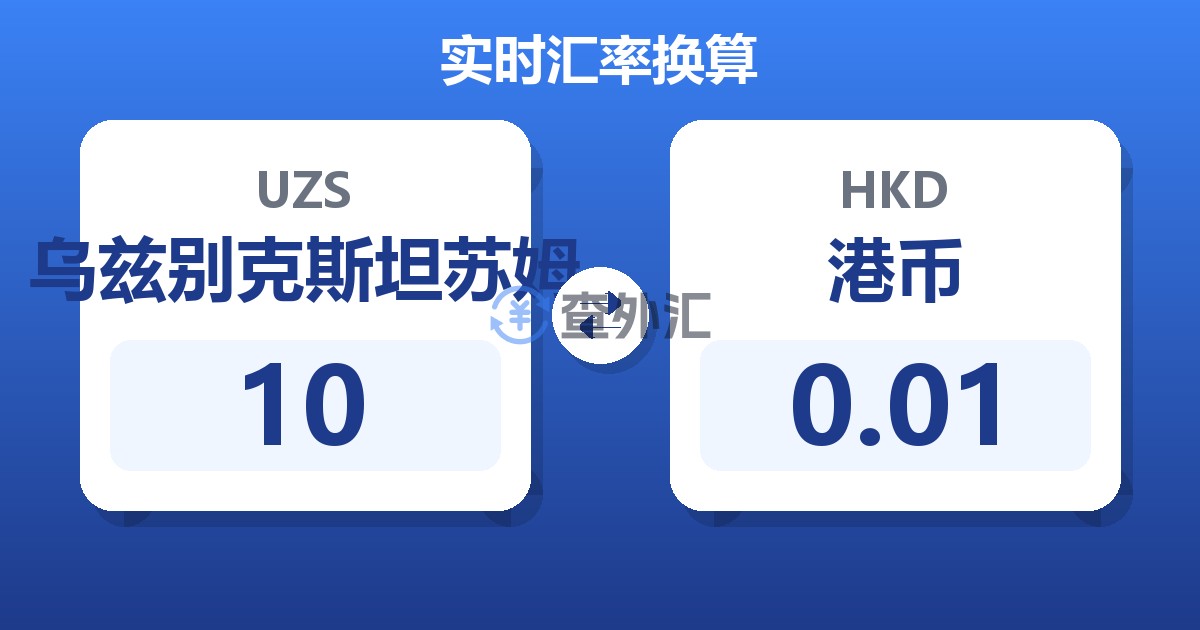 10乌兹别克斯坦苏姆兑港币