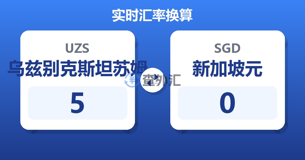 5乌兹别克斯坦苏姆兑新加坡元