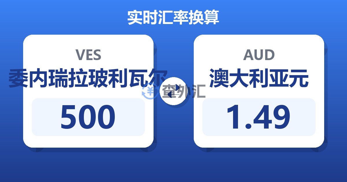 500委内瑞拉玻利瓦尔兑澳大利亚元