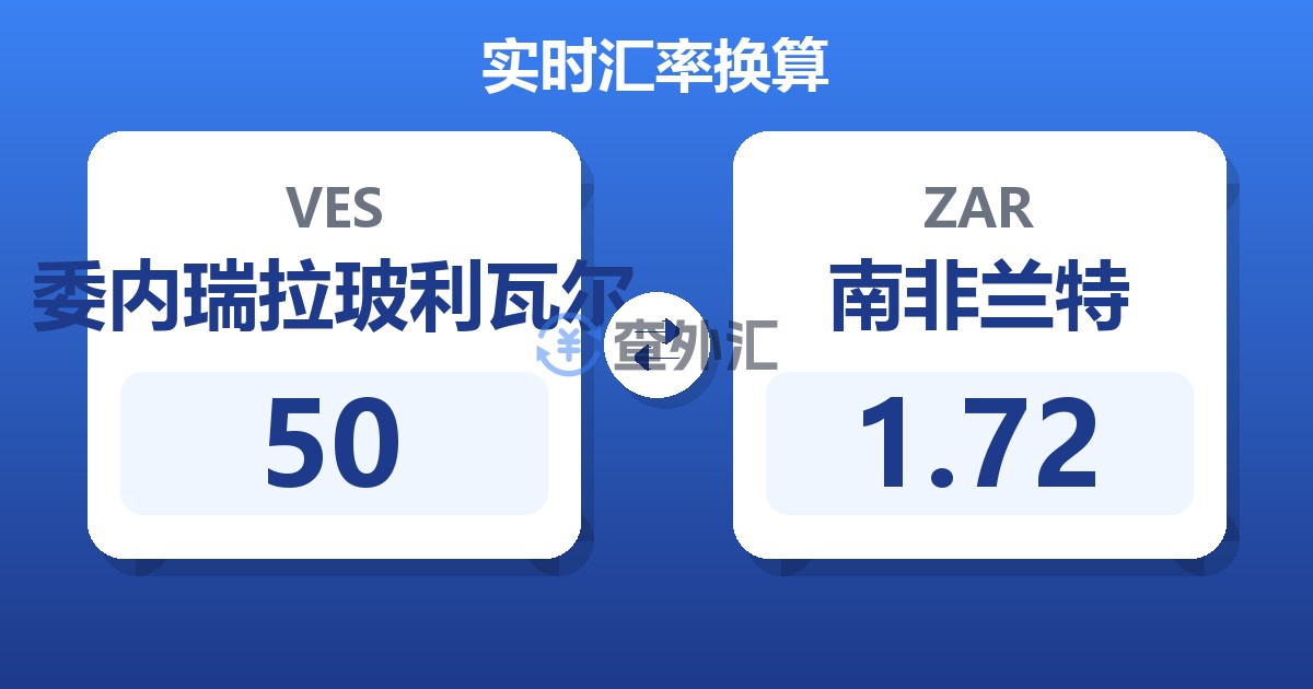 50委内瑞拉玻利瓦尔兑南非兰特