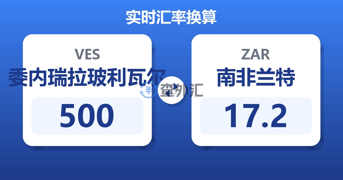 500委内瑞拉玻利瓦尔兑南非兰特