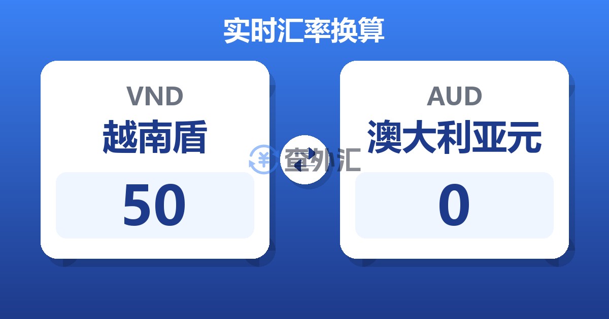 50越南盾兑澳大利亚元