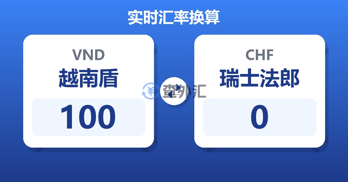 100越南盾兑瑞士法郎
