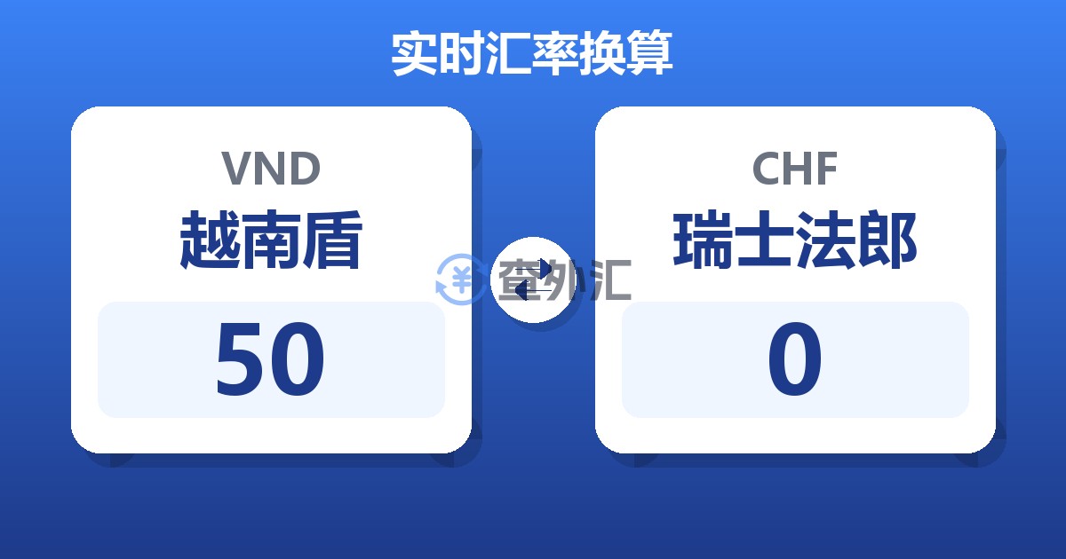 50越南盾兑瑞士法郎