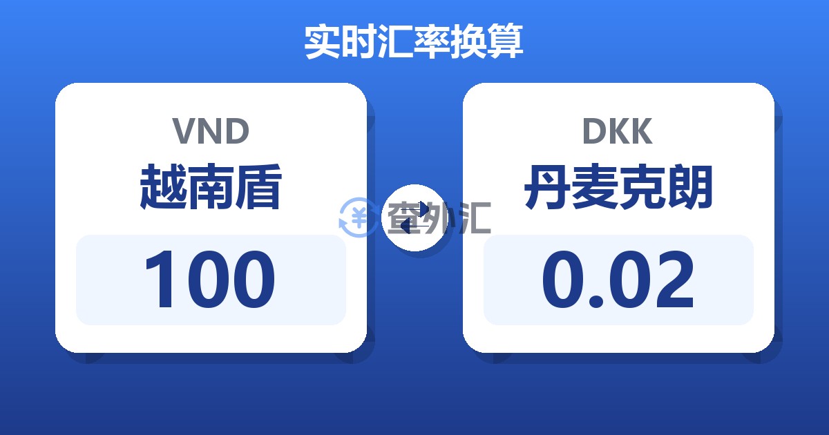 100越南盾兑丹麦克朗