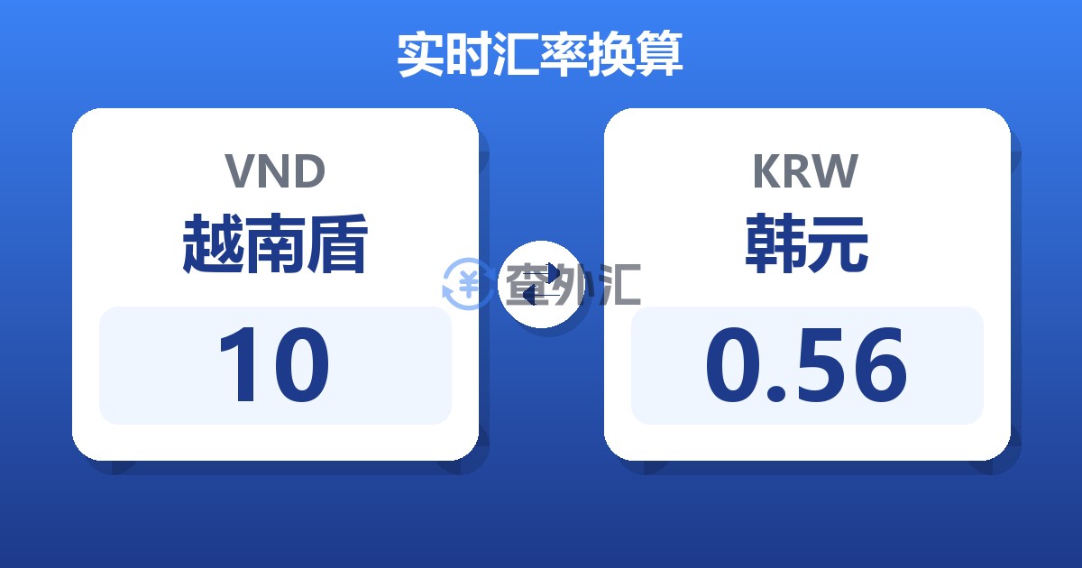 10越南盾兑韩元