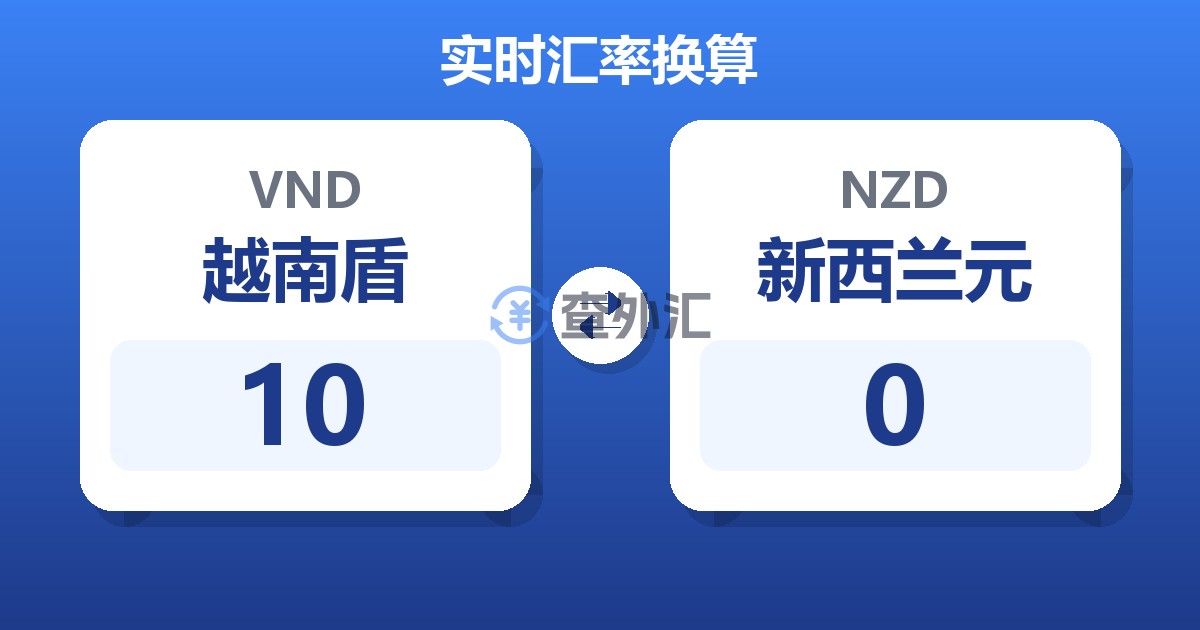 10越南盾兑新西兰元