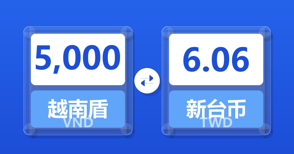 5,000越南盾兑新台币