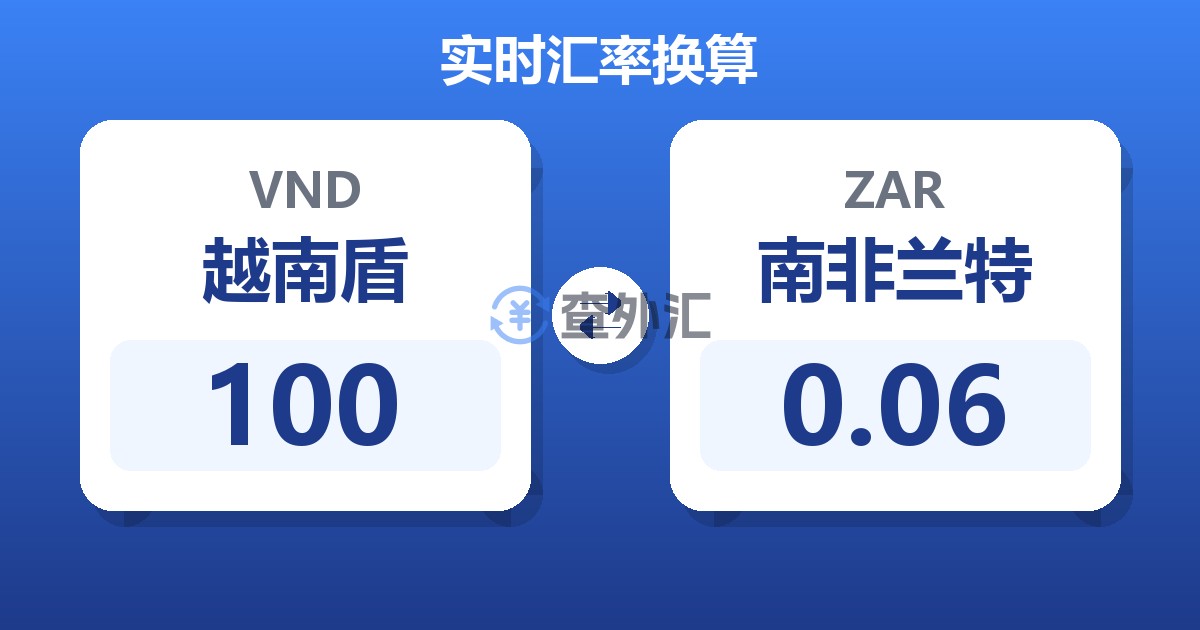 100越南盾兑南非兰特