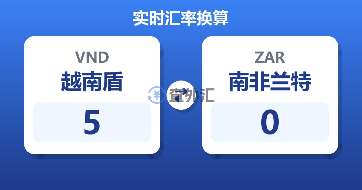 5越南盾兑南非兰特