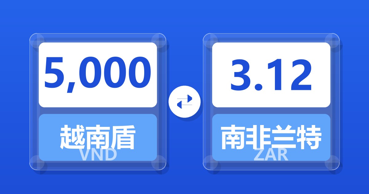 5,000越南盾兑南非兰特