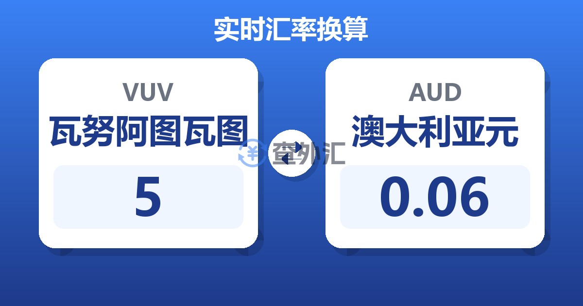 5瓦努阿图瓦图兑澳大利亚元