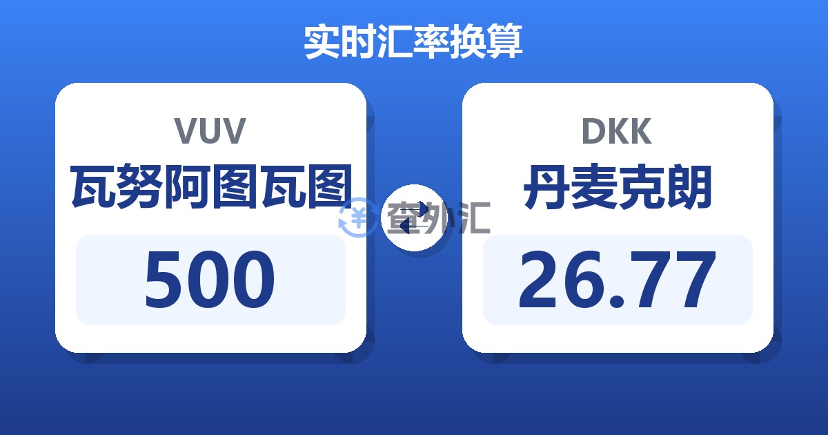 500瓦努阿图瓦图兑丹麦克朗