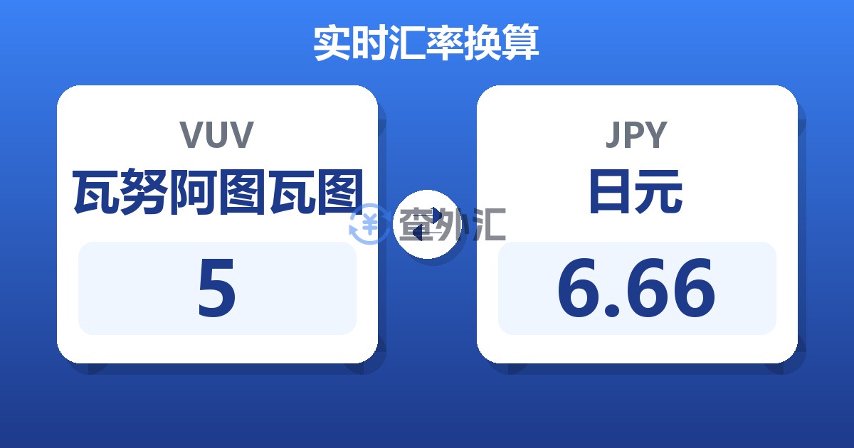 5瓦努阿图瓦图兑日元