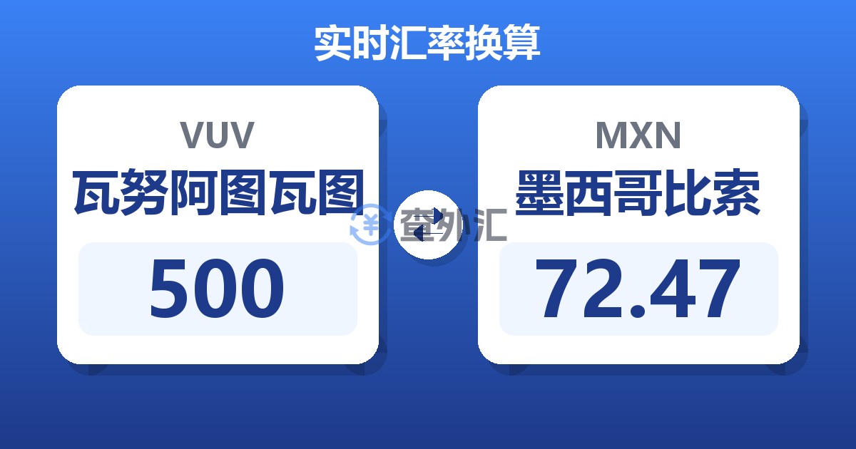 500瓦努阿图瓦图兑墨西哥比索