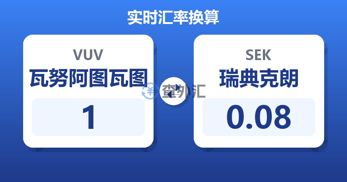 1瓦努阿图瓦图兑瑞典克朗