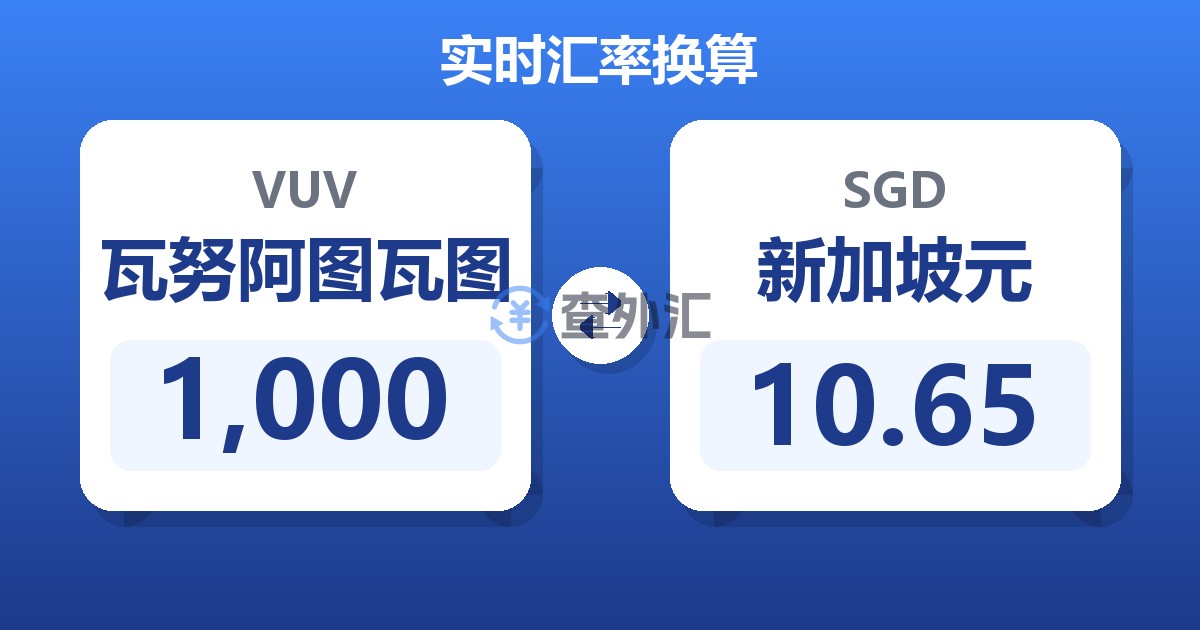 1,000瓦努阿图瓦图兑新加坡元