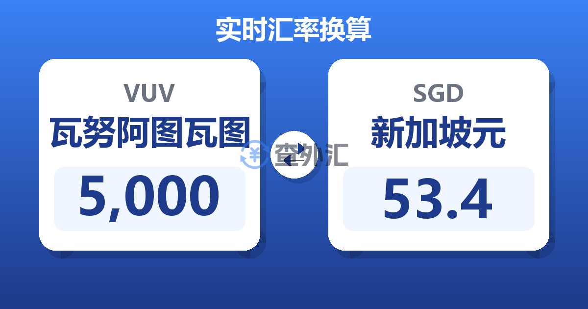 5,000瓦努阿图瓦图兑新加坡元