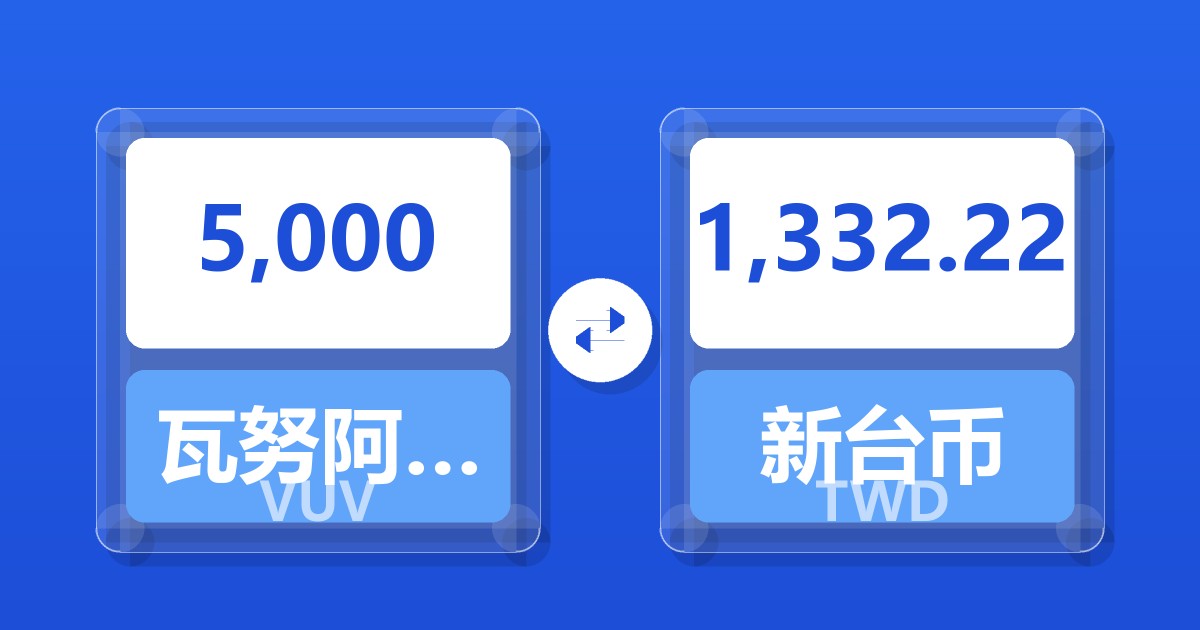 5,000瓦努阿图瓦图兑新台币