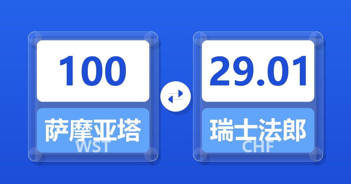 100萨摩亚塔拉兑瑞士法郎