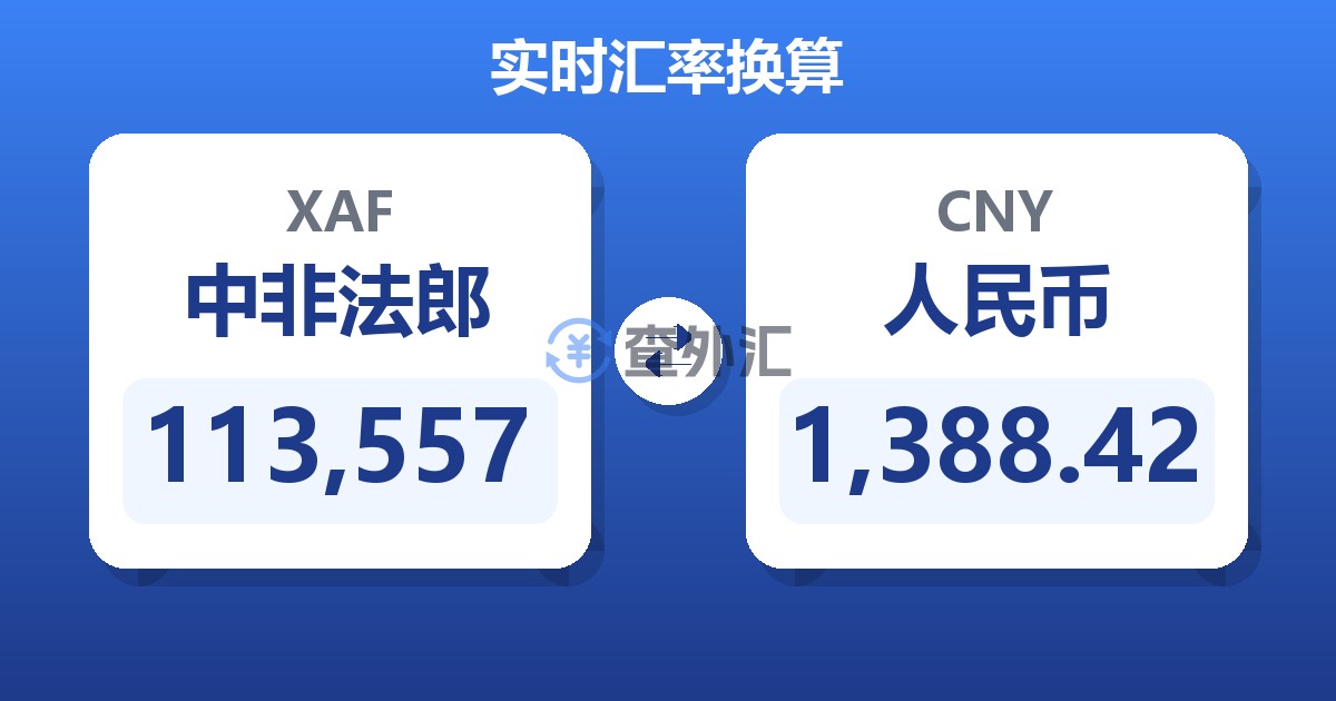 113,557中非法郎兑人民币