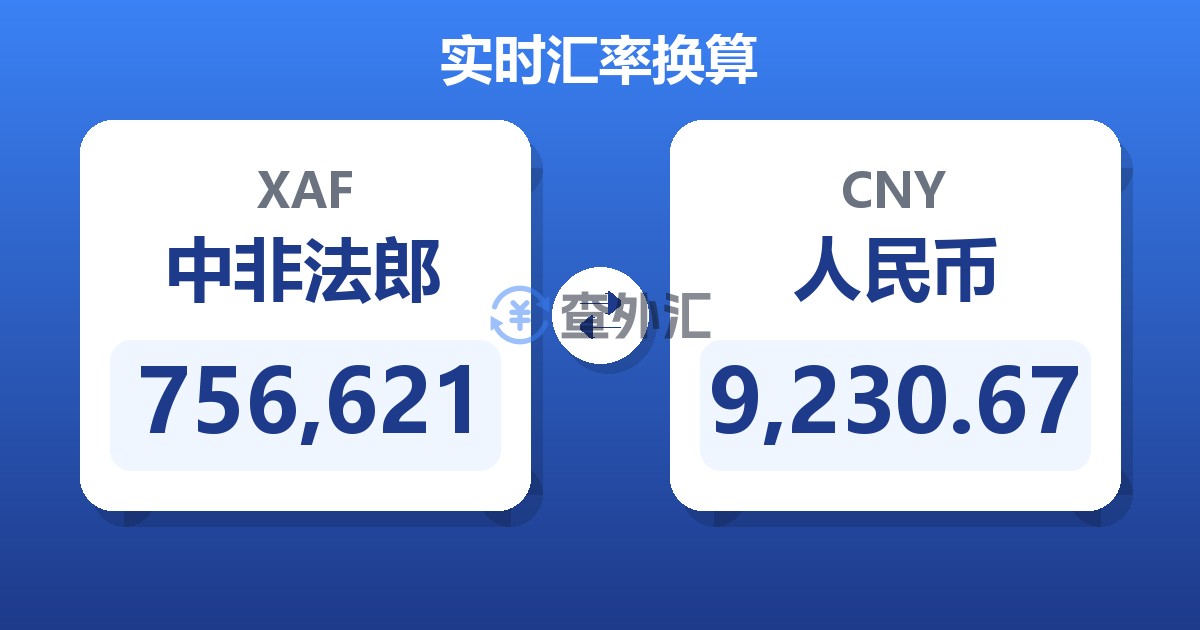 756,621中非法郎兑人民币