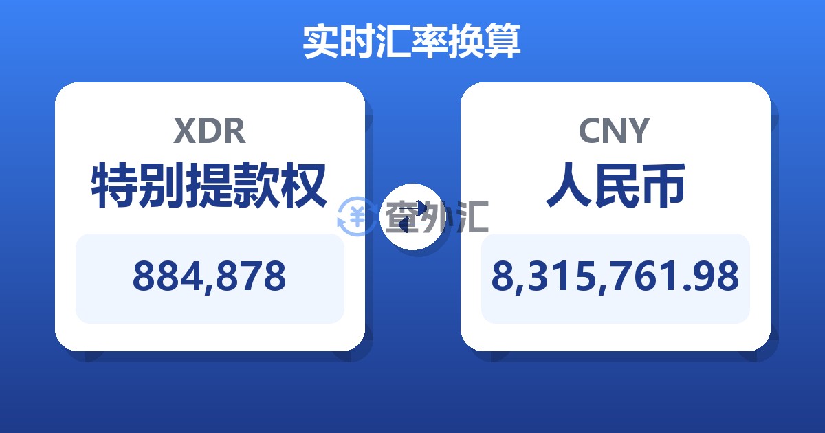 884,878特别提款权兑人民币