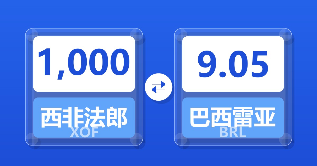 1,000西非法郎兑巴西雷亚尔