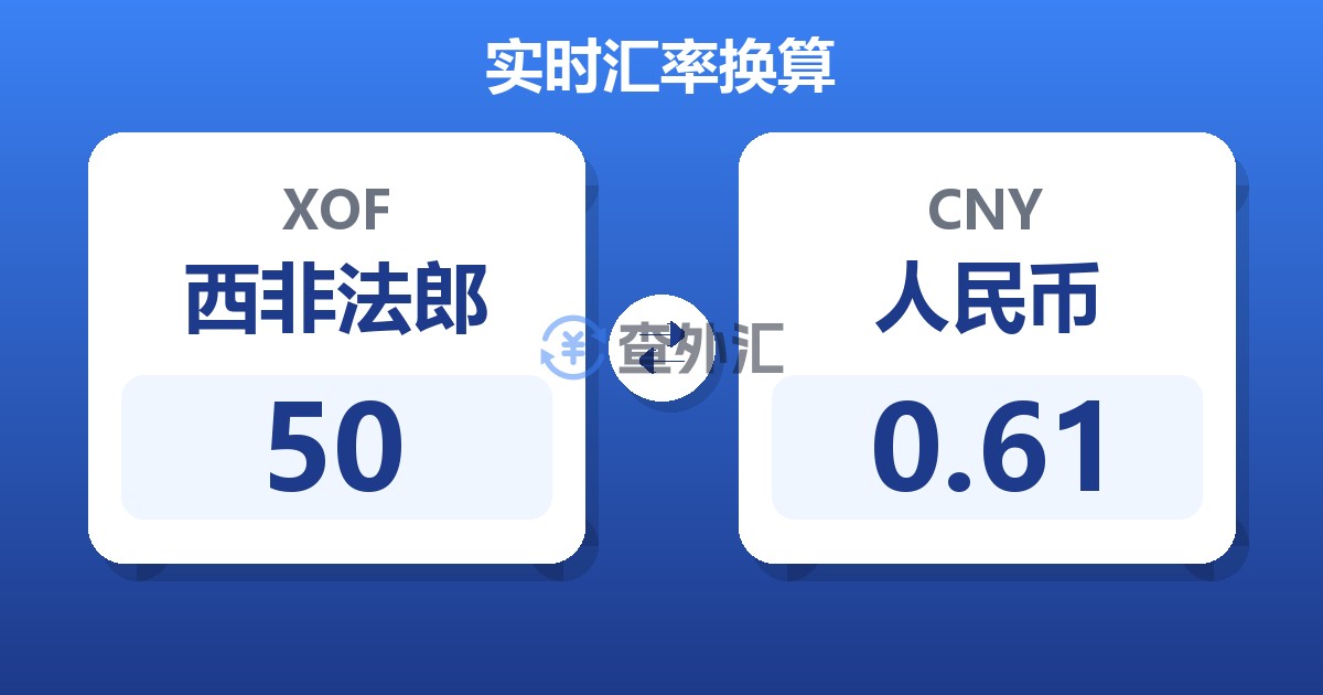 50西非法郎兑人民币