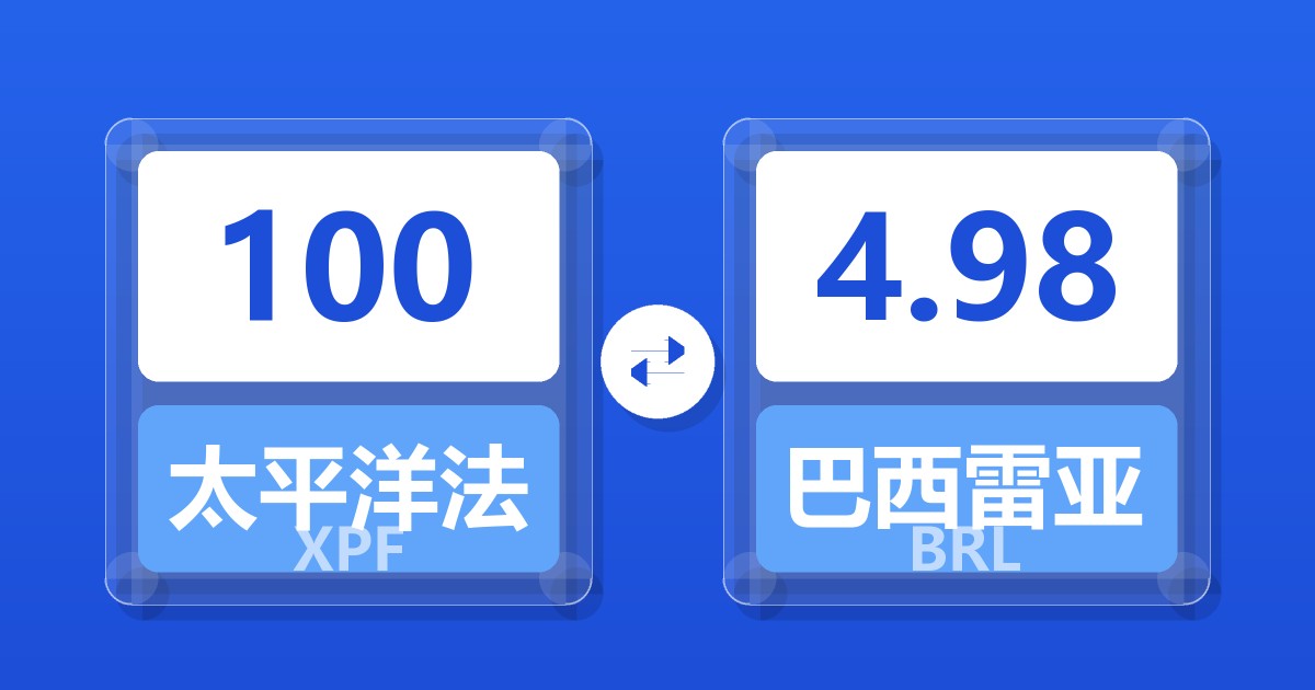 100太平洋法郎兑巴西雷亚尔
