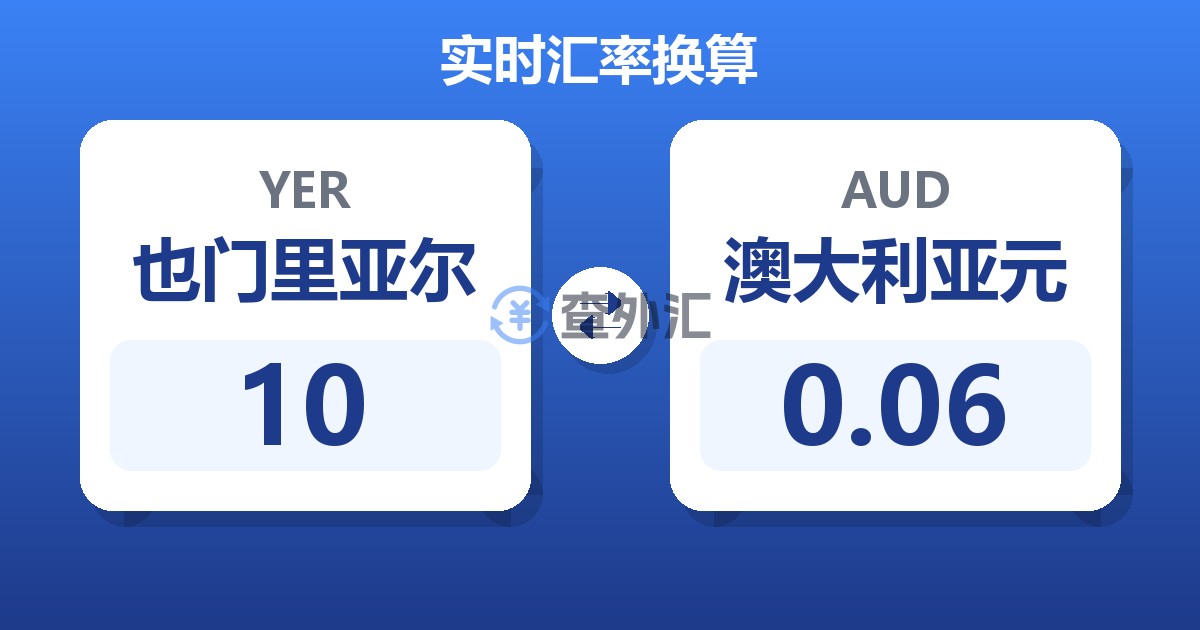 10也门里亚尔兑澳大利亚元