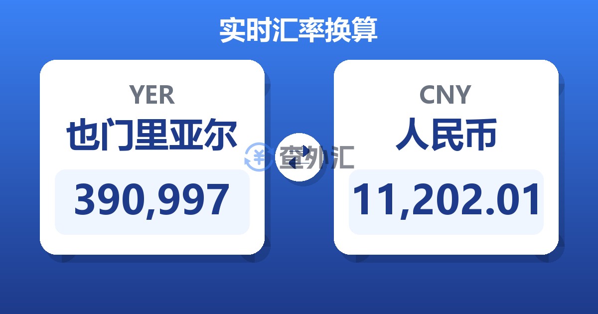 390,997也门里亚尔兑人民币