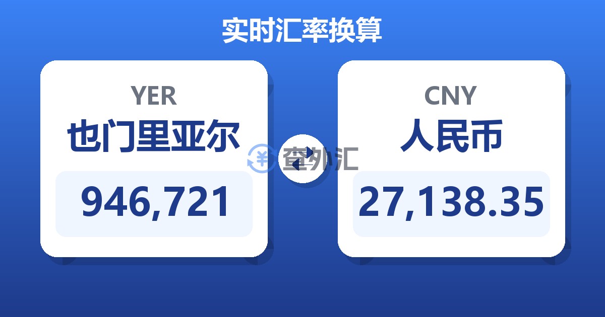 946,721也门里亚尔兑人民币