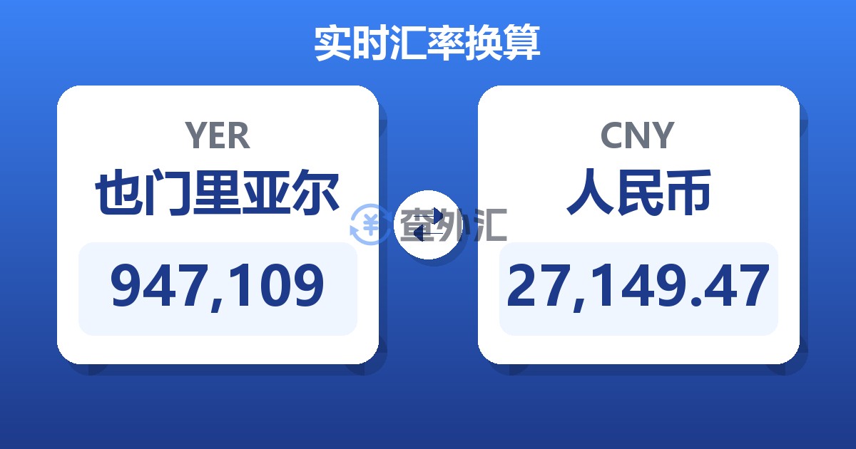947,109也门里亚尔兑人民币