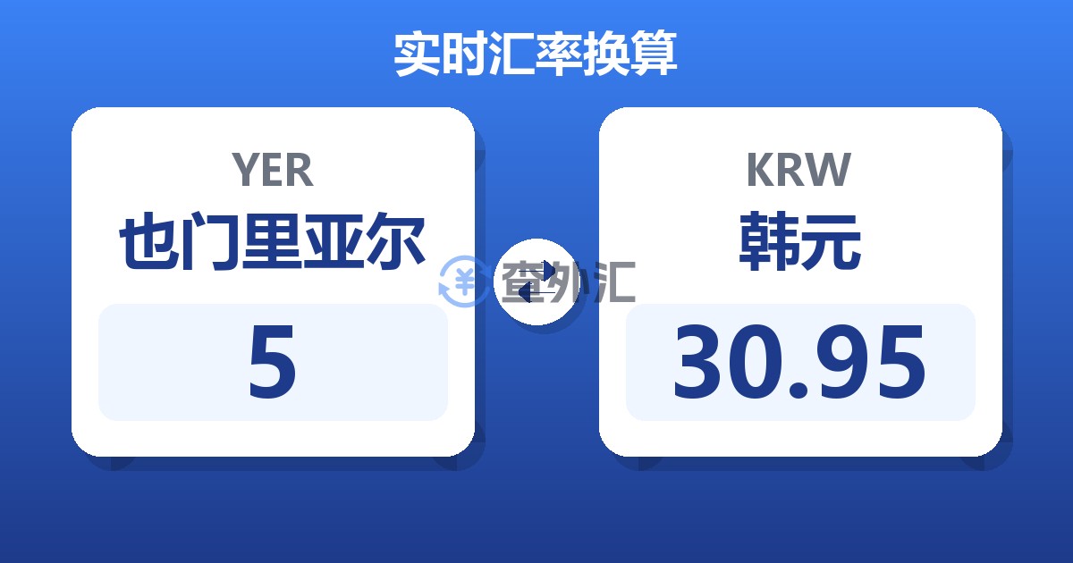 5也门里亚尔兑韩元