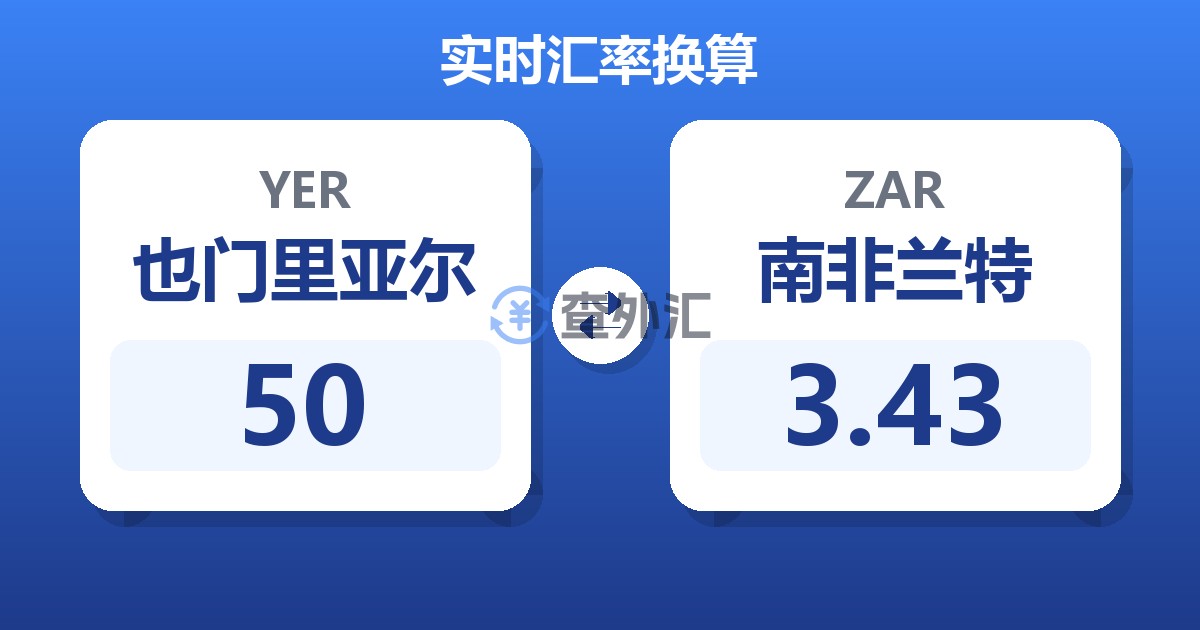 50也门里亚尔兑南非兰特