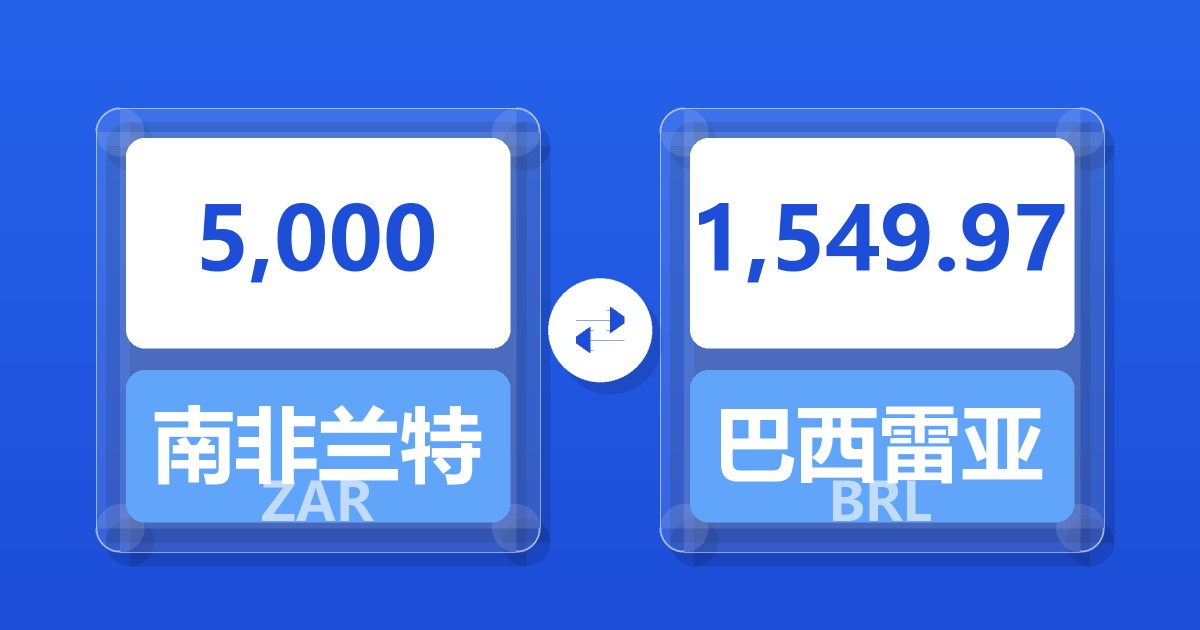 5,000南非兰特兑巴西雷亚尔