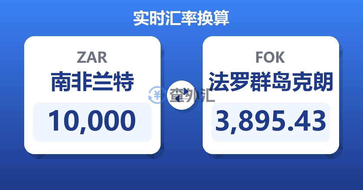 10,000南非兰特兑法罗群岛克朗