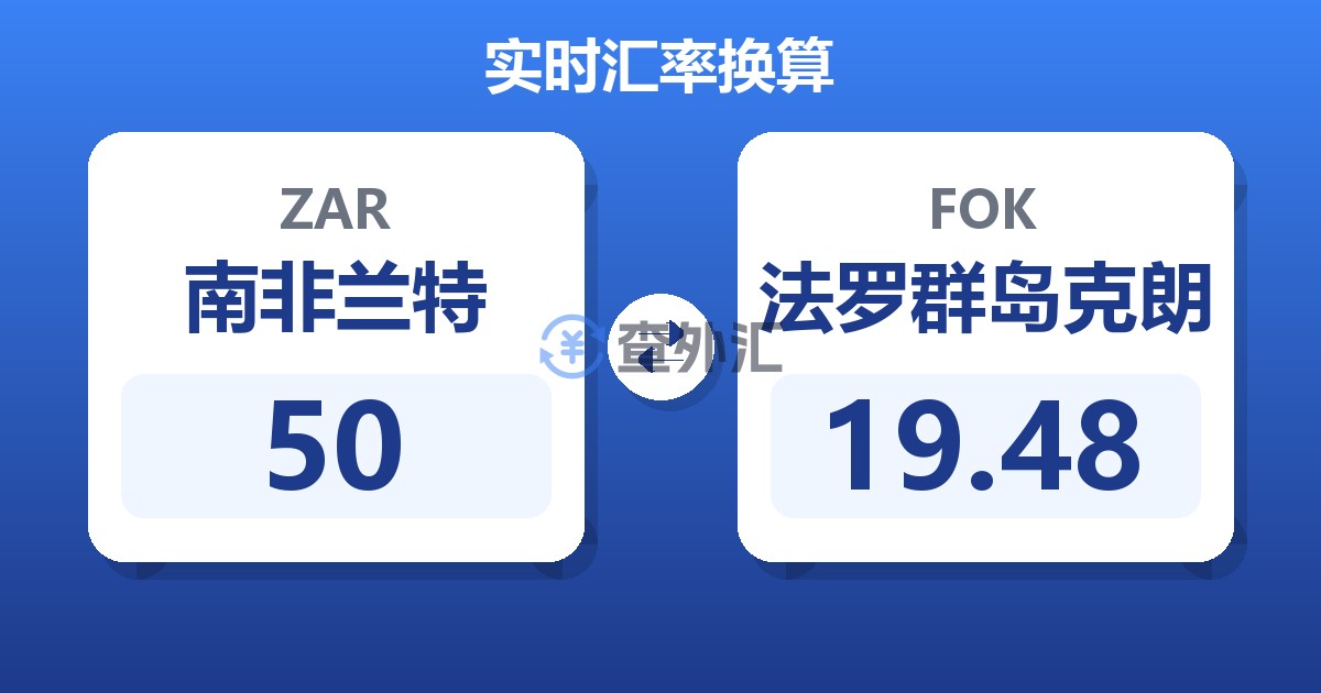 50南非兰特兑法罗群岛克朗