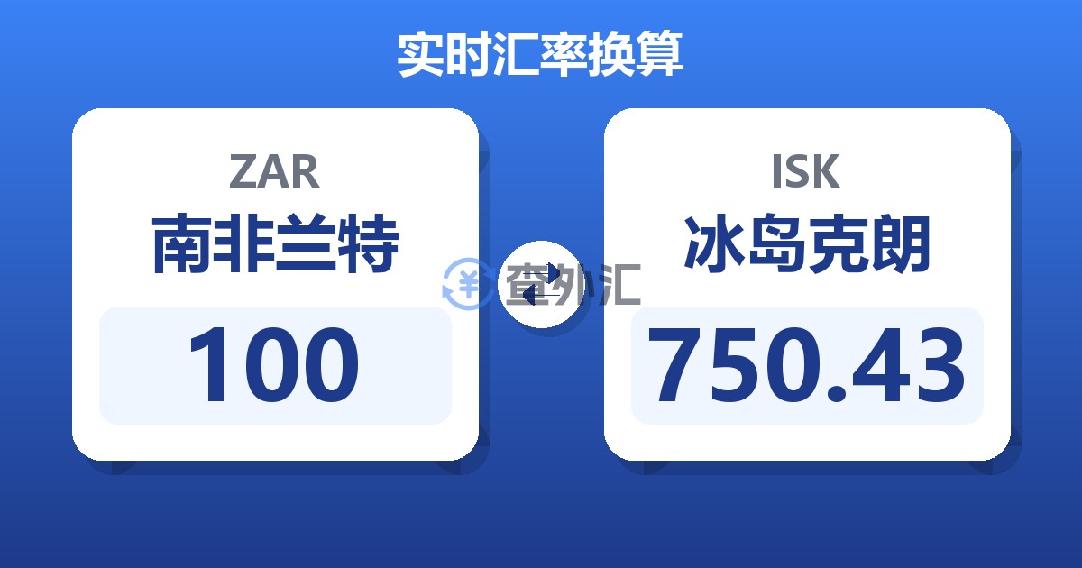 100南非兰特兑冰岛克朗