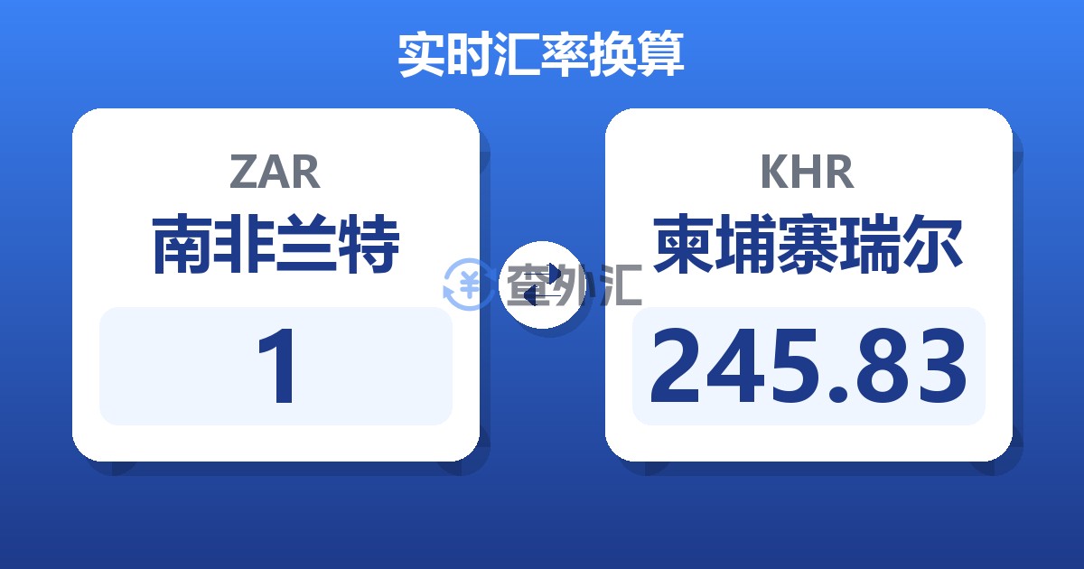 1南非兰特兑柬埔寨瑞尔