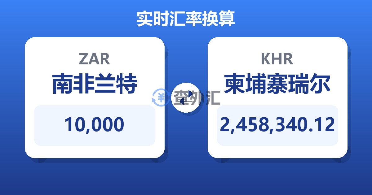 10,000南非兰特兑柬埔寨瑞尔