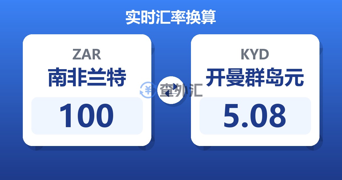 100南非兰特兑开曼群岛元