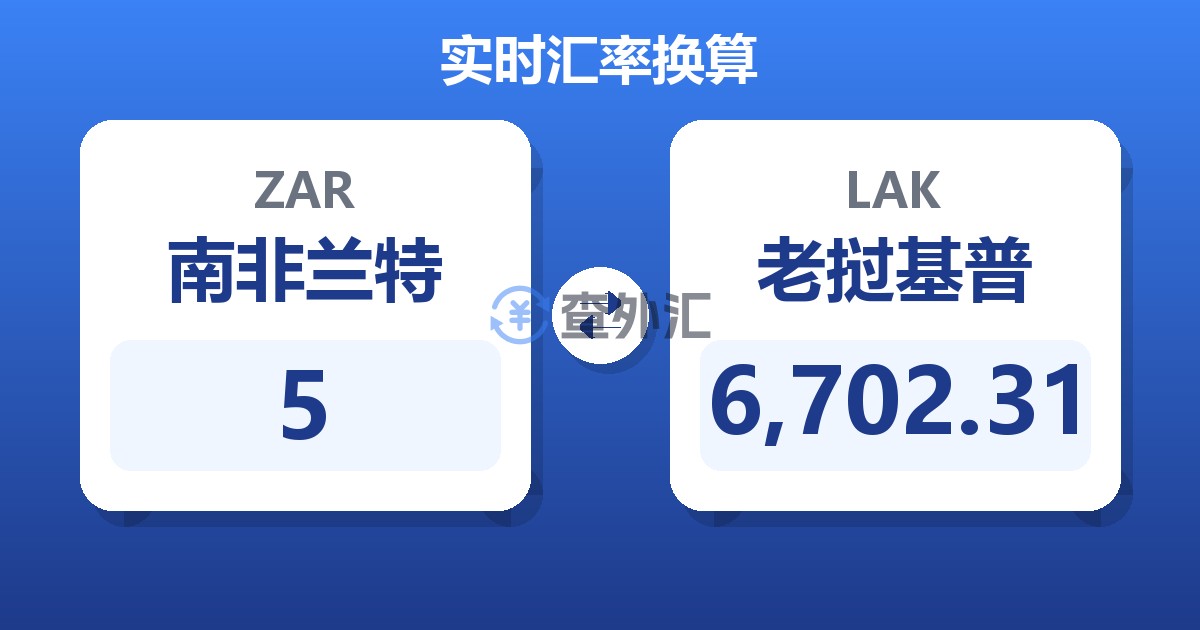 5南非兰特兑老挝基普