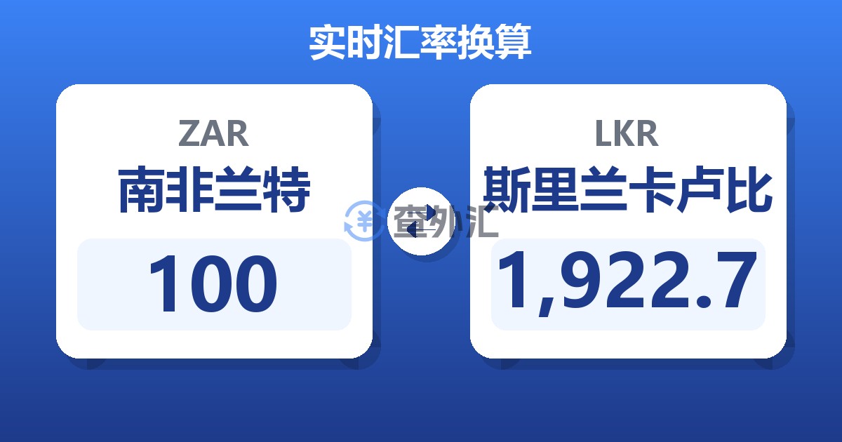 100南非兰特兑斯里兰卡卢比