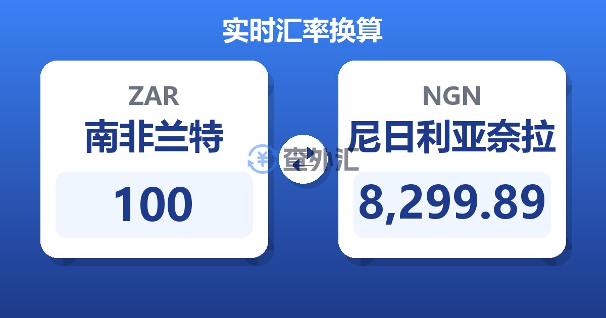 100南非兰特兑尼日利亚奈拉