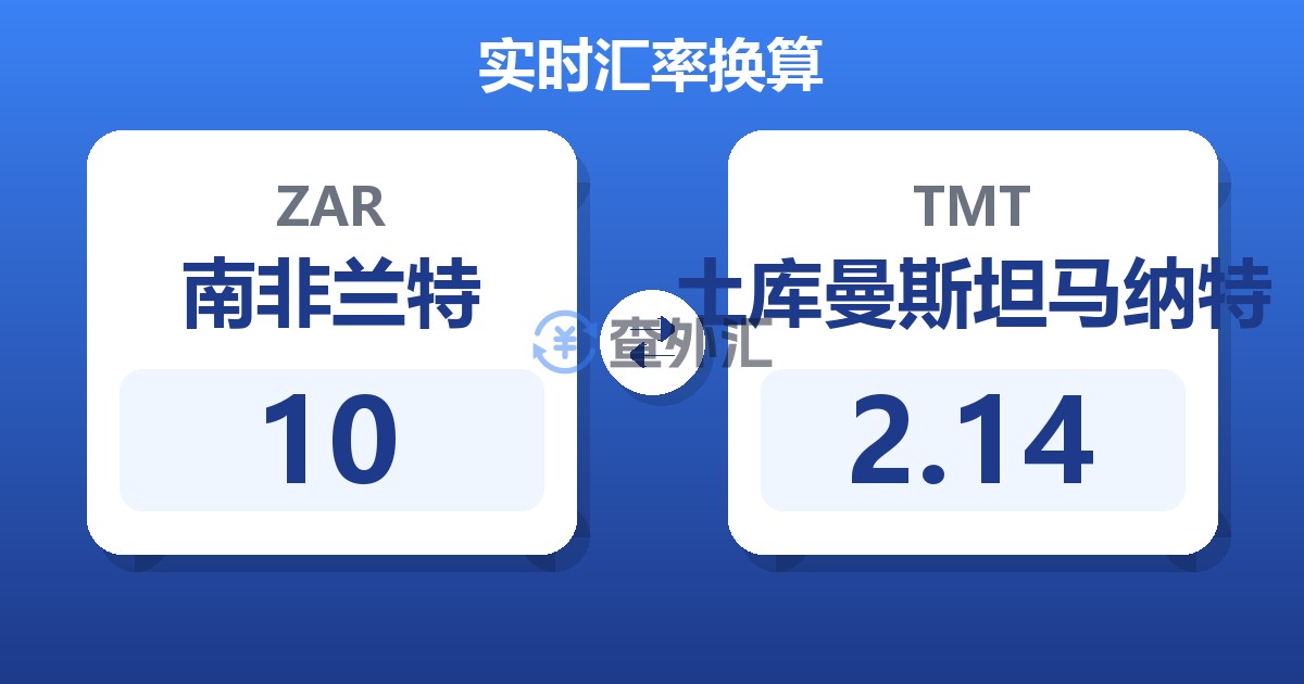 10南非兰特兑土库曼斯坦马纳特